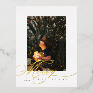 Carte postale de vacances avec lettrage main Merry