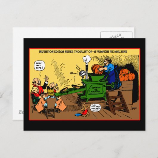 Carte postale de vacances citrouille Pie Machine (Devant / Derrière)