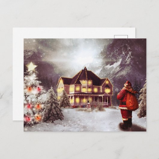 Carte postale de vacances de cabane de Noël de cam (Devant / Derrière)