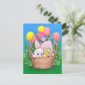 Carte postale de vacances de lapin de Pâques rétro (Debout devant)