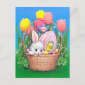 Carte postale de vacances de lapin de Pâques rétro (Devant)