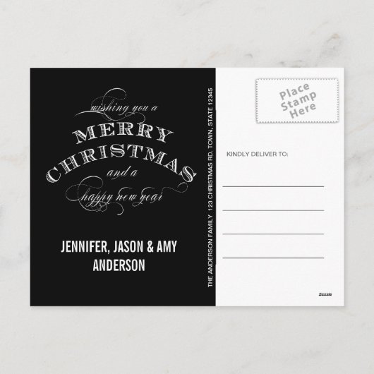 CARTE POSTALE DE VACANCES DE NOËL | NOIR (Dos)