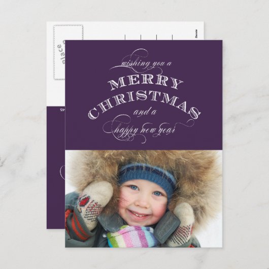 CARTE POSTALE DE VACANCES DE NOËL | VIOLET (Devant / Derrière)