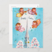 Carte postale de vacances de Pâques aux anges rétr (Devant / Derrière)