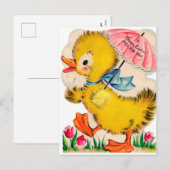 Carte postale de vacances de Pâques de canard vint (Devant / Derrière)