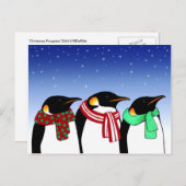Carte postale de vacances de pingouins de Noël (Devant / Derrière)