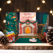 Carte postale de vacances de scène de cheminée de 