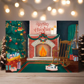 Carte postale de vacances de scène de cheminée de 