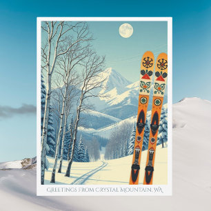 Carte postale de vacances de ski de la montagne Cr