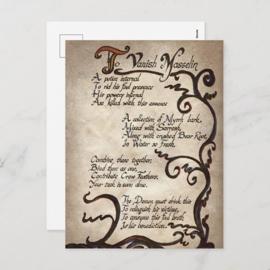 carte postale de vacances de sorcière d'Halloween  (Devant / Derrière)