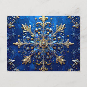 Carte postale de vacances décorative bleu or