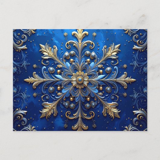 Carte postale de vacances décorative bleu or (Devant)