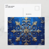 Carte postale de vacances décorative bleu or (Devant / Derrière)