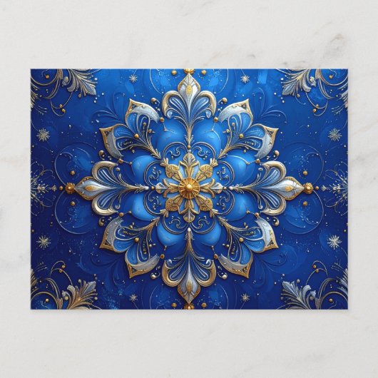 Carte postale de vacances décorative bleu or (Devant)