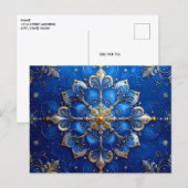 Carte postale de vacances décorative bleu or (Devant / Derrière)