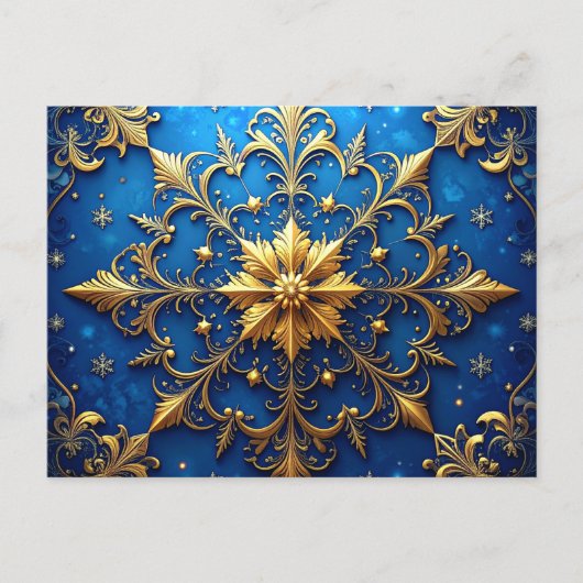 Carte postale de vacances décorative en or bleu (Devant)