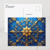 Carte postale de vacances décorative en or bleu (Devant / Derrière)