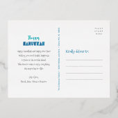 Carte Postale De Vacances En Aluminium 3 Photo Happy Hanoukka Moderne Turquoise Bleu Vrai (Verso)