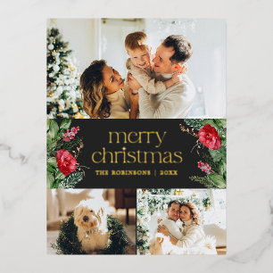 Carte Postale De Vacances En Aluminium 3 Photo Moderne Joyeux Noël Botanique