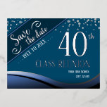 Carte Postale De Vacances En Aluminium 40e classe Réunion Elégant bleu<br><div class="desc">Enregistrez les cartes postales datant du lycée ou de la réunion de classe. Tout le texte est personnalisable Les bannières de classe peuvent également être trouvés dans ma boutique.</div>