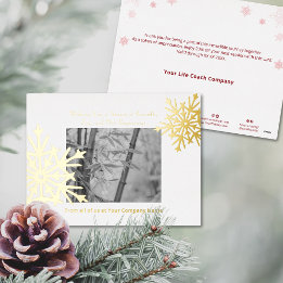Carte Postale De Vacances En Aluminium Accents Gold Foil Snowflakes Photo Holiday Card