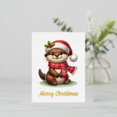 Carte Postale De Vacances En Aluminium adorable Otter de Noël (Debout devant)