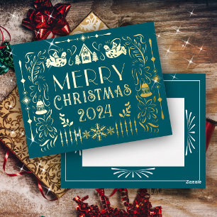 Carte Postale De Vacances En Aluminium Année de Noël scandinave Turquoise