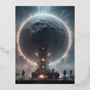 Carte Postale De Vacances En Aluminium Après la longue nuit, la pleine lune commence à re