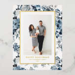Carte Postale De Vacances En Aluminium Aquarelle Bleu Fleurs Heureux Hanoukka Photo<br><div class="desc">Heureux Hanoukka ! Envoyez des salutations chaudes à votre famille et à vos amis avec cette carte postale Hanoukka personnalisable en feuille d'or. Il présente une aquarelle motif de fleurs bleues. Personnalisez cette carte postale Hanoukka photo en ajoutant vos détails. Cette carte postale Hanoukka botanique est disponible dans une variété...</div>