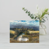 Carte Postale De Vacances En Aluminium Aquarelle de l'étang d'automne (Debout devant)