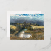 Carte Postale De Vacances En Aluminium Aquarelle de l'étang d'automne (Recto/Verso)