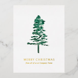 Carte Postale De Vacances En Aluminium Aquarelle Pine Tree photo Noël d'affaires