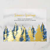 Carte Postale De Vacances En Aluminium Aquarelle Snowy Pine Trees Forêt Hiver Entreprise (Recto)