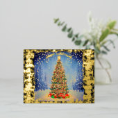 Carte Postale De Vacances En Aluminium Arbre de Noël brillant (Debout devant)