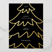 Carte Postale De Vacances En Aluminium Arbre de Noël en or noir minimal (Recto)