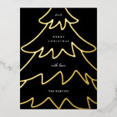 Carte Postale De Vacances En Aluminium Arbre de Noël minimal noir or (Recto)