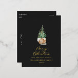 Carte Postale De Vacances En Aluminium Arbre de Noël noir minimaliste moderne<br><div class="desc">Joyeux Noël de Noël,  feuillage minimal moderne carte de Noël de Noël de Noël. L'eucalyptus peint à la main,  le feuillage minimal et la couronne de rotin rustique moderne donnent à cette carte de vacances une atmosphère luxueuse. En noir,  vert,  marron et gris.</div>