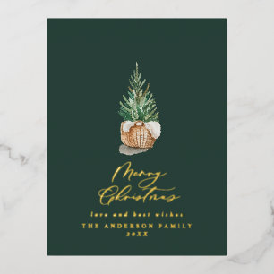 Carte Postale De Vacances En Aluminium Arbre de Noël vert minimaliste