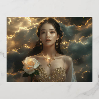 Carte Postale De Vacances En Aluminium Asian Beauty With White Rose