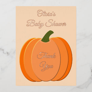 Carte Postale De Vacances En Aluminium Baby shower Citrouille neutre genre mignon Orange