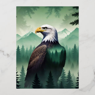 Carte Postale De Vacances En Aluminium Bald Eagle Faune Animal Nature Environnement Art