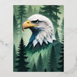 Carte Postale De Vacances En Aluminium Bald Eagle Faune Animal Nature Environnement Art