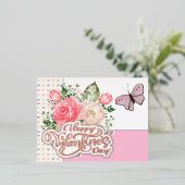 Carte Postale De Vacances En Aluminium Belle florale et papillon Saint-Valentin (Debout devant)