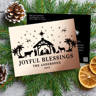 Carte Postale De Vacances En Aluminium Bénédictions Joyeuses de Noël Religieux Nativité