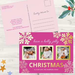 Carte Postale De Vacances En Aluminium Berry Bling 3 Photo Christmas Gold