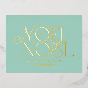 Carte Postale De Vacances En Aluminium bleu géométrique Noel script élégant moderne