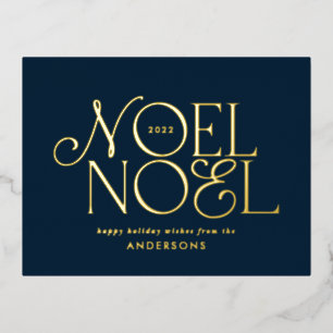 Carte Postale De Vacances En Aluminium bleu géométrique Noel script élégant moderne