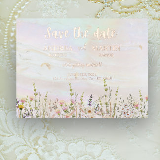 Carte Postale De Vacances En Aluminium Blissful Blooms Mariage Enregistrer La Date