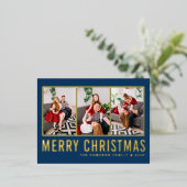 Carte Postale De Vacances En Aluminium Blue Modern Typographie Photo Collage Noël (Debout devant)