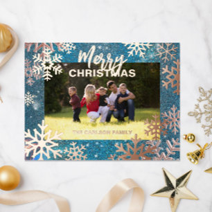 Carte Postale De Vacances En Aluminium Blue Winter Wonderland Joyeux Noël Photo